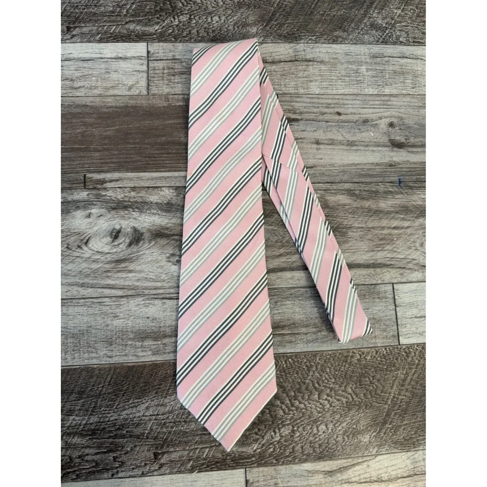 Donald J. Trump Silk Necktie Pink Striped Formal Business Career Preppy